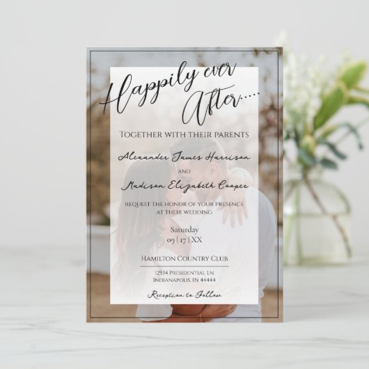 Invitation Heureux toujours après Mariage photo | Recouvremen (Debout devant)