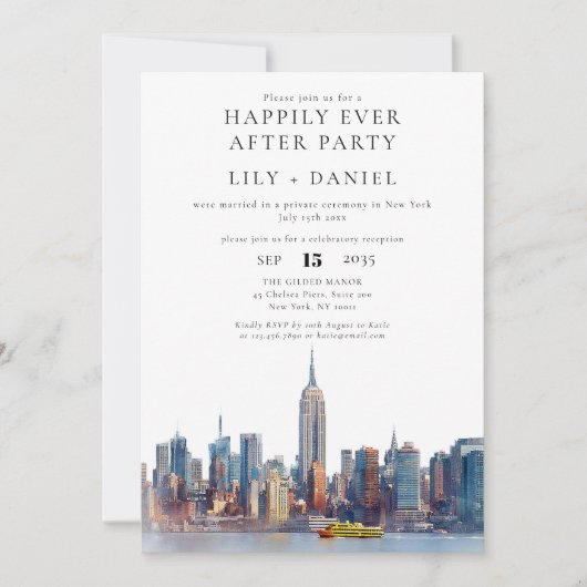 Invitation Heureux toujours après New York Mariage (Devant)
