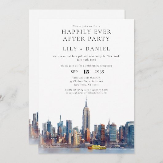 Invitation Heureux toujours après New York Mariage (Devant / Derrière)