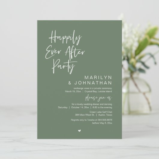 Invitation Heureux toujours après, parti Elopement Mariage (Debout devant)