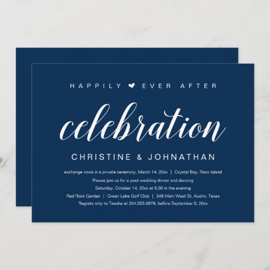 Invitation Heureux toujours après, parti Elopement Mariage (Devant / Derrière)