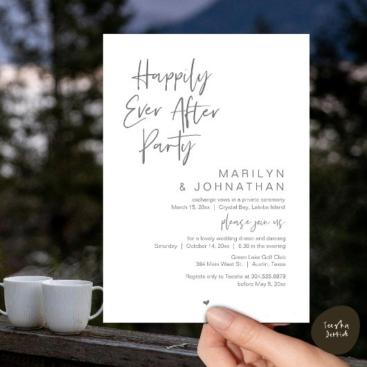 Invitation Heureux toujours après, parti Elopement Mariage