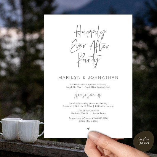 Invitation Heureux toujours après, parti Elopement Mariage