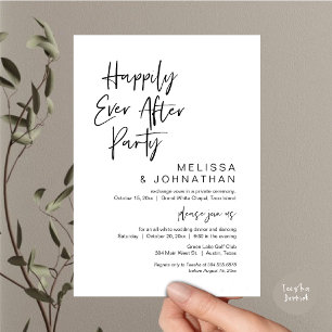 Invitation Heureux toujours après, parti Elopement Mariage