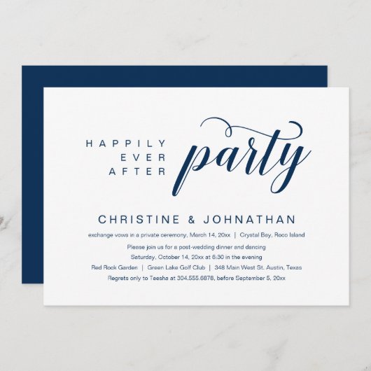 Invitation Heureux toujours après, parti Elopement Mariage (Devant / Derrière)
