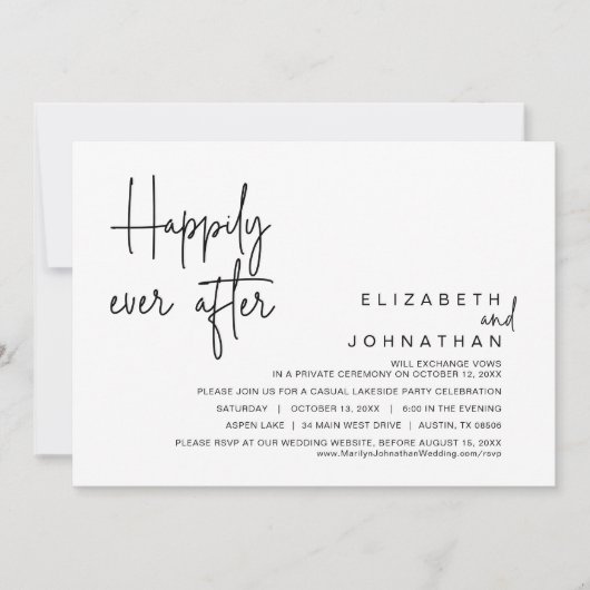 Invitation Heureux toujours après, parti Elopement Mariage (Devant)