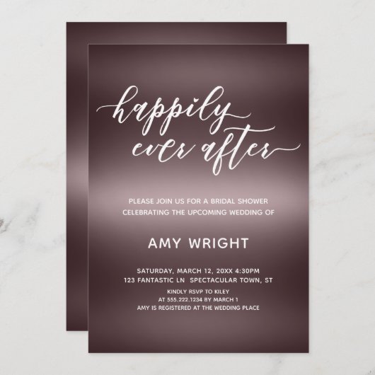 Invitation Heureux toujours après sur Rose Gold Fête des mari (Devant / Derrière)