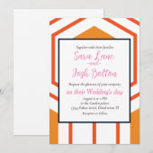Invitation Hexagon abstract geometrical pattern en orange et (Devant / Derrière)