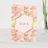 Invitation Hexagon géométrique rose vif moderne Mariage musul (Dos)