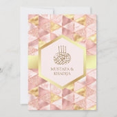 Invitation Hexagon géométrique rose vif moderne Mariage musul (Devant)