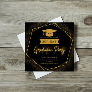 Invitation Hexagonal Parties scintillant et cadre Casquette G