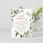 Invitation Hexigon Greenery 50e anniversaire Mariage (Debout devant)