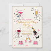 Invitation Hey Babe Galentines Party Wine Cake (Devant)