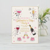 Invitation Hey Babe Galentines Party Wine Cake (Debout devant)