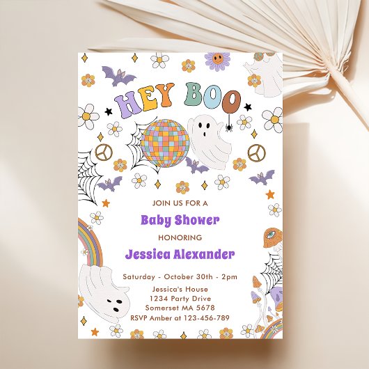 Invitation Hey Boo Baby shower Halloween Super