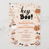 Invitation Hey Boo Brithday Halloween (Devant / Derrière)