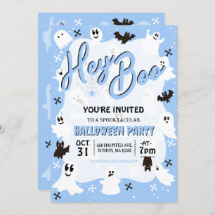 Invitation Hey Boo Cute Éffrayante Fête d'Halloween