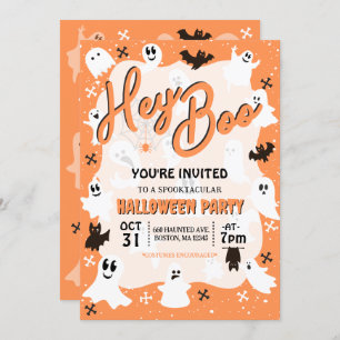 Invitation Hey Boo Cute Éffrayante Fête d'Halloween