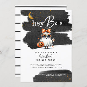 Invitation Hey Boo Cute Ghost Halloween Anniversaire