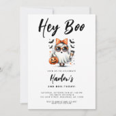 Invitation Hey Boo Cute Ghost Halloween Anniversaire (Devant)