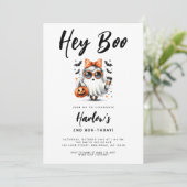 Invitation Hey Boo Cute Ghost Halloween Anniversaire (Debout devant)