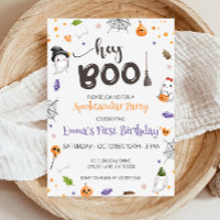 Hey Boo Cute Ghost Halloween Anniversaire Invitati