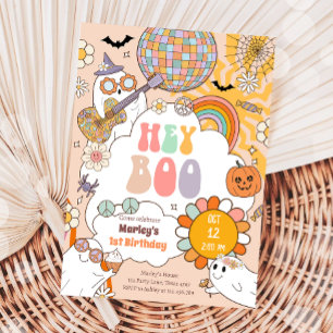 Invitation Hey Boo Éffrayant Retro Halloween Fille fête Anniv