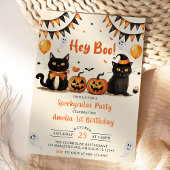 Invitation Hey Boo ! Fête d'anniversaire du chat noir