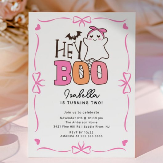 Invitation Hey Boo Ghost fête d'anniversaire