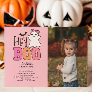 Invitation Hey Boo Ghost Photo Anniversaire