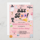 Invitation Hey Boo Halloween fille 1er anniversaire invitatio (Devant / Derrière)