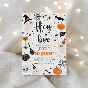 Invitation Hey Boo Halloween Groovy Fantôme Fête d'anniversai