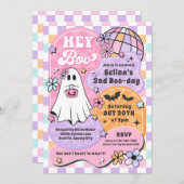 Invitation Hey Boo Halloween Groovy Ghost Fête d'anniversaire (Devant / Derrière)