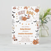 Invitation Hey Boo Halloween Super Cute Baby shower fantôme (Debout devant)
