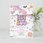 Invitation Hey Boo Halloween Super mignonne Fête d'anniversai (Debout devant)