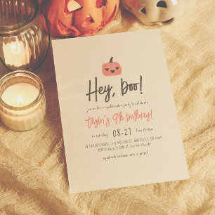 Invitation Hey Boo Moderne Halloween Boho Fille fête d'annive
