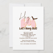 Invitation Hey Boo Pink Bats Spiders Décontracté Halloween Pa (Devant)