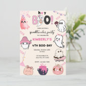 Invitation Hey Boo Pink Ghost Halloween Anniversaire (Debout devant)