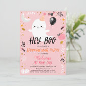 Invitation Hey Boo Pink Ghost Halloween Anniversaire (Debout devant)
