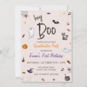 Invitation Hey Boo Pink Ghost Halloween Anniversaire Invitati (Devant)