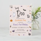 Invitation Hey Boo Pink Ghost Halloween Anniversaire Invitati (Debout devant)