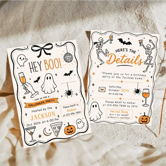 Invitation Hey Boo! Soirée Fantôme d'Halloween
