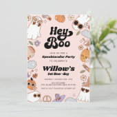 Invitation Hey Boo Super Halloween Fantôme Anniversaire (Debout devant)
