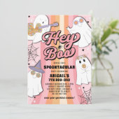 Invitation Hey Boo Super Retro Rose Halloween Fille Anniversa (Debout devant)