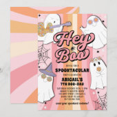 Invitation Hey Boo Super Retro Rose Halloween Fille Anniversa (Devant / Derrière)