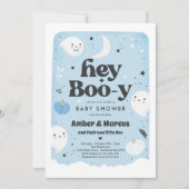 Invitation Hey Boo-y Blue Boy Baby shower fantôme (Devant)