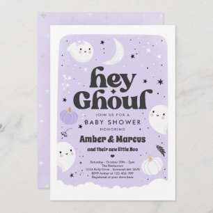 Invitation Hey Ghoul Purple Girl Baby shower fantôme