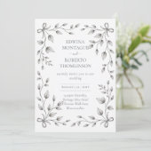 Invitation HHS Botanical Leaf and Ribbon Hand Drawn Wedding (Debout devant)