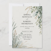 Invitation HHS Greenery Botanical Watercolor Elegant Wedding (Devant)