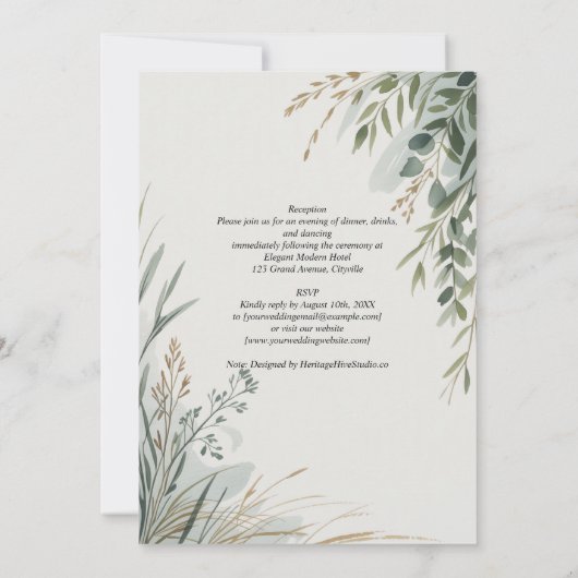 Invitation HHS Greenery Botanical Watercolor Elegant Wedding (Dos)